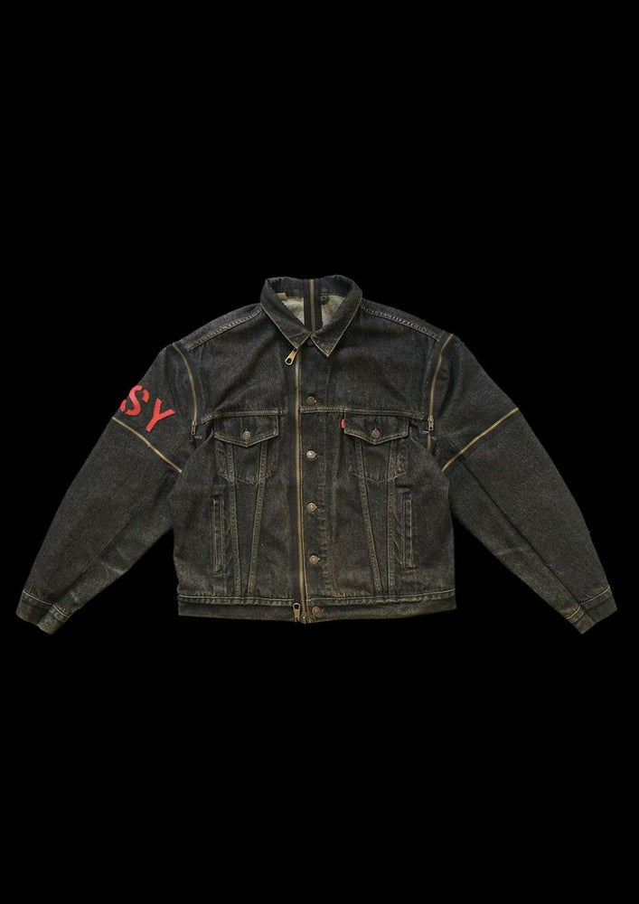 VESTE DENIM RUBAN ROUGE